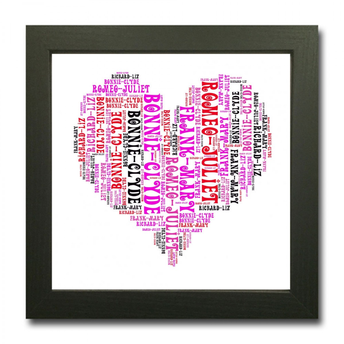 square heart word art